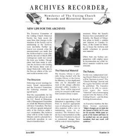 Archives Recorder June 2009 (Newsletter of the Uniting Church Records & Historical Society)