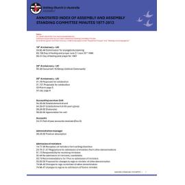 Annotated Index of Assembly and Assembly Standing Committee (ASC) Minutes 1977-2012