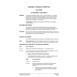 Assembly Standing Committee - Minutes - May 2025