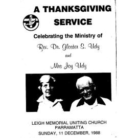 Celebrating the Ministry of Rev Dr Gloster S Udy and Mrs Joy Udy