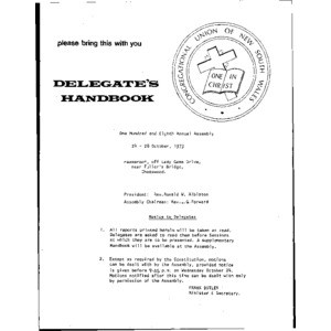 Congregational Union of New South Wales - Delegate's Handbook - One Hundred and Eighth Annual Assembly