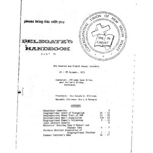 Congregational Union of New South Wales - Delegate's Handbook (Part 2) - One Hundred and Eighth Annual Assembly