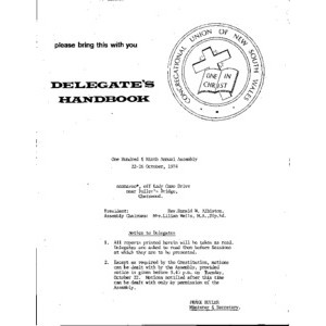 Congregational Union of New South Wales - Delegate's Handbook - One Hundred and Ninth Annual Assembly