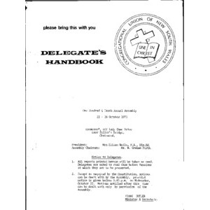 Congregational Union of New South Wales - Delegate's Handbook - One Hundred and Tenth Annual Assembly