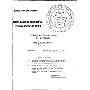 Congregational Union of New South Wales - Delegate's Handbook - One Hundred and Eleventh Annual Assembly