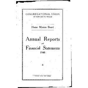 Congregational Union of New South Wales - Home Mission Board - Annual Reports