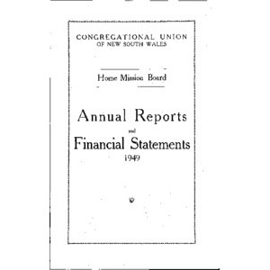 Congregational Union of New South Wales - Home Mission Board - Annual Reports