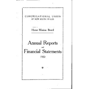 Congregational Union of New South Wales - Home Mission Board - Annual Reports
