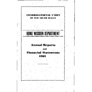 Congregational Union of New South Wales - Home Mission Board - Annual Reports