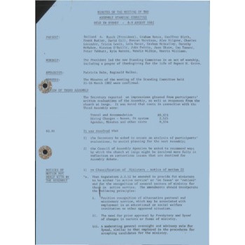 Assembly Standing Committee - Minutes - Aug 1982