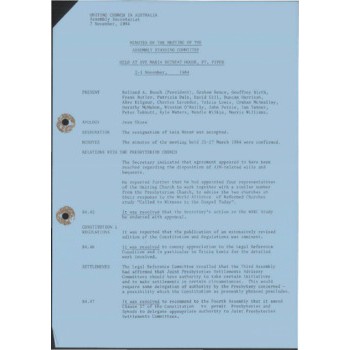 Assembly Standing Committee - Minutes - Nov 1984