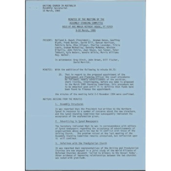 Assembly Standing Committee - Minutes - Mar 1985