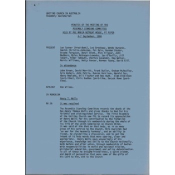 Assembly Standing Committee - Minutes - Sep 1986