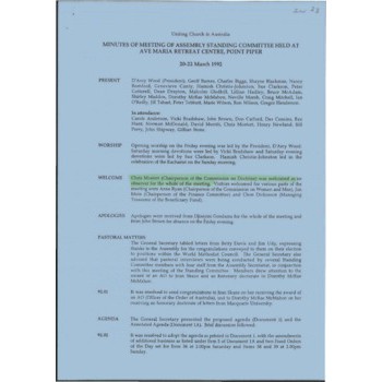 Assembly Standing Committee - Minutes - Mar 1992