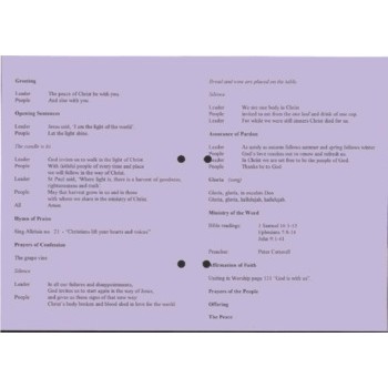 Assembly Standing Committee - Orders of Worship