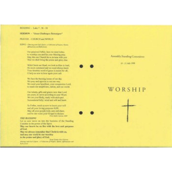 Assembly Standing Committee - Orders of Worship
