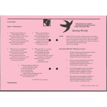 Assembly Standing Committee - Orders of Worship - Nov 1998