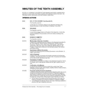 Minutes of the Tenth Assembly