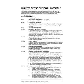 Minutes of the Eleventh Assembly
