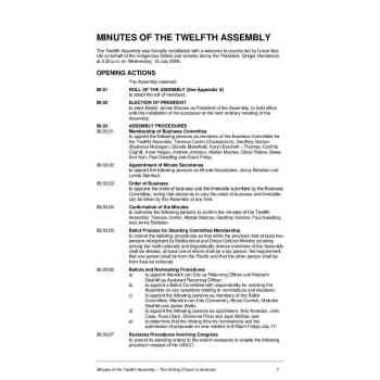 Minutes of the Twelfth Assembly