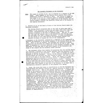 Assembly Statement on the Diaconate / Allan W. Loy.