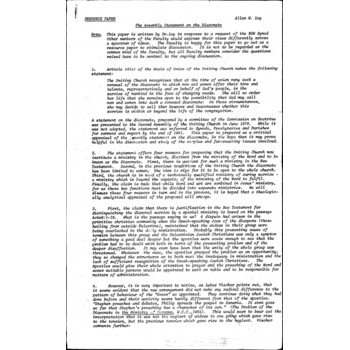 Assembly Statement on the Diaconate : Resource Paper / Allan W. Loy.