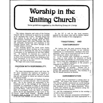 Worship in the Uniting Church / D’Arcy Wood