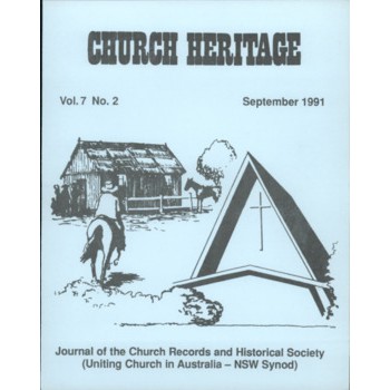 Church Heritage, Vol.7 No.2 (includes Biographical Register of Wesleyan Methodist Ministers in NSW 1815-1855)