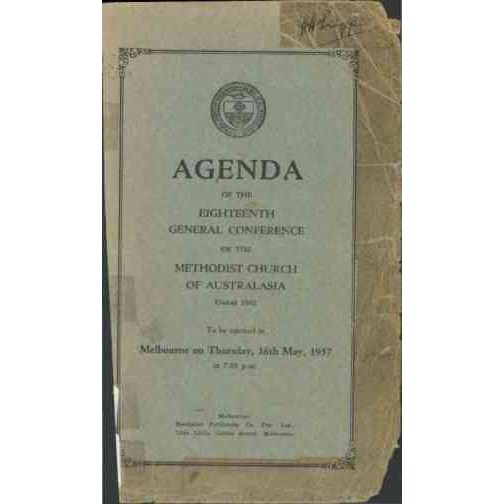 Methodist Church of Australasia - Eighteenth General Conference - Agenda