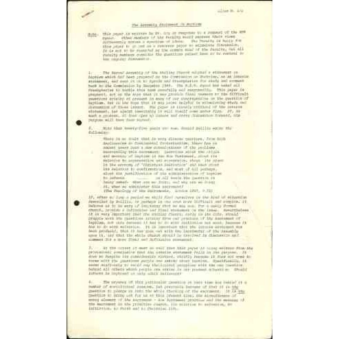 Assembly Statement on Baptism / Allan W. Loy.
