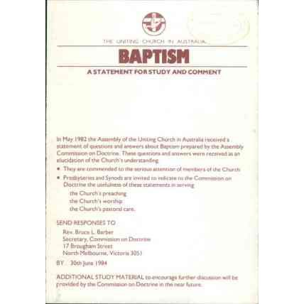 Baptism : A Statement for Study and Comment