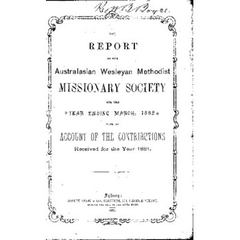 Australasian Wesleyan Methodist Missionary Society - 26th Annual Meeting