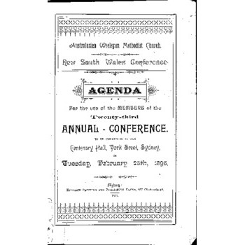 Australasian Wesleyan Methodist Church; NSW Conference; Agenda