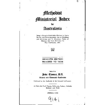 Methodist Ministerial Index for Australasia