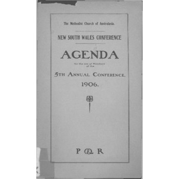 Methodist Church of Australasia. New South Wales Conference. Agenda