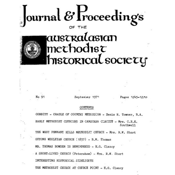 Journal and Proceedings of the Australasian Methodist Historical Society
