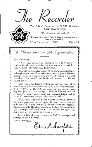 The Recorder February 1940 | Illuminate